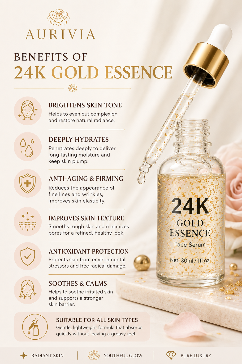 Aurivia™ 24K Gold Face Serum (Glow Revival Serum)